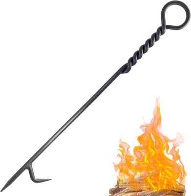 Fire Poker for Fireplace. 40 in Heavy Duty Fireplace Poker. Wrought Iron Steel F