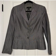 ESCADA Womens Gray Polka Dot Wool Silk Blend Blazer Jacket Size 38