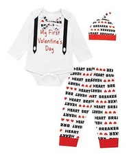 Baby Boys Girls My First Valentine's Day Outfit Long Sleeve 3-6 Months White