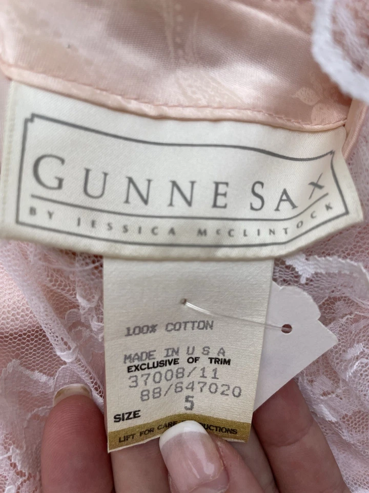 Vestido Vintage Gunne Sax Jessica McClintock, Talla 5-rosa con capas de crinolina RARO Foto 3 de 3