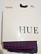 HUE HOUNDSTOOTH FLAT KNIT - BEET COLOR - SWEATER TIGHTS SIZE M/L - NWT