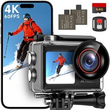 syndesmos Action Camera 4K 60FPS, 40M Ultra HD Underwater Camera, 30MP Black 