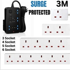 Surge Protected Extension Lead With 4 USB USB C 4Gang Way Power Cable UK Plug