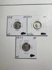 3 mercury dimes- 1917-S XF, 1918 XF, 1919 XF/A