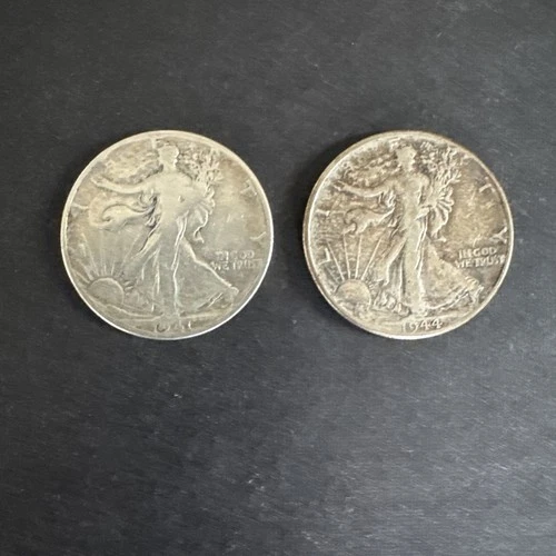 (2)  Walking Liberty Half Dollars 1941 and 1944 50c Silver