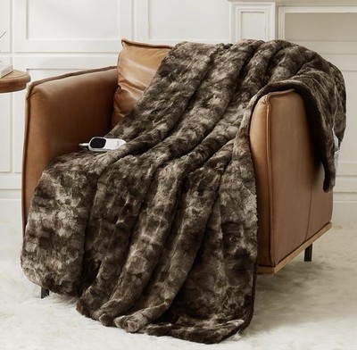 HOMEMATE Heated Blanket Eletric Throw Luxury Faux Fur Sherpa