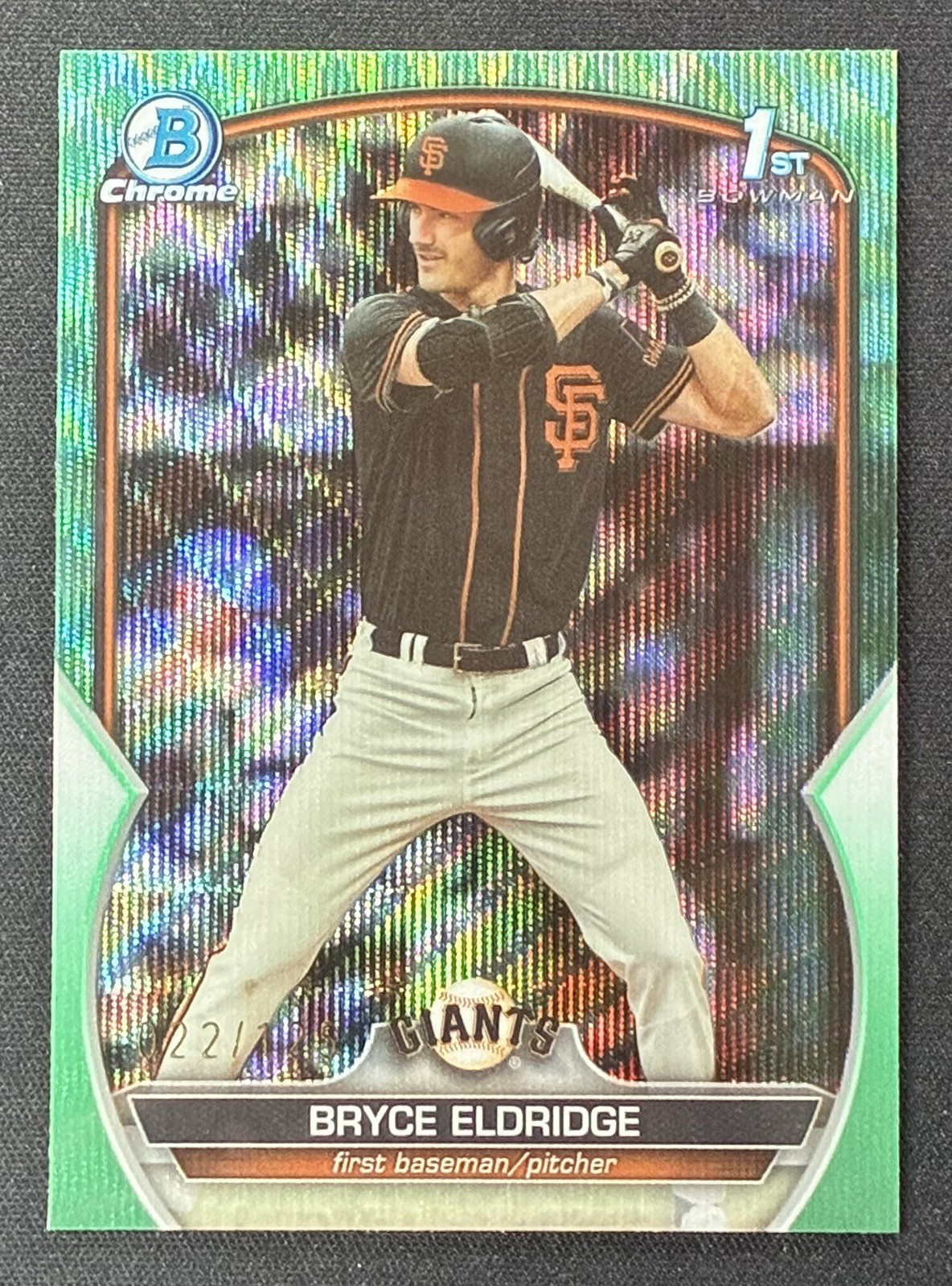 2023 Bowman Draft Bryce Eldridge Chrome Aqua Wave Refractor 1st #/125 Giants
