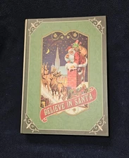 Believe in Santa Decorative Christmas Book Box Hidden Storage Vintage Style