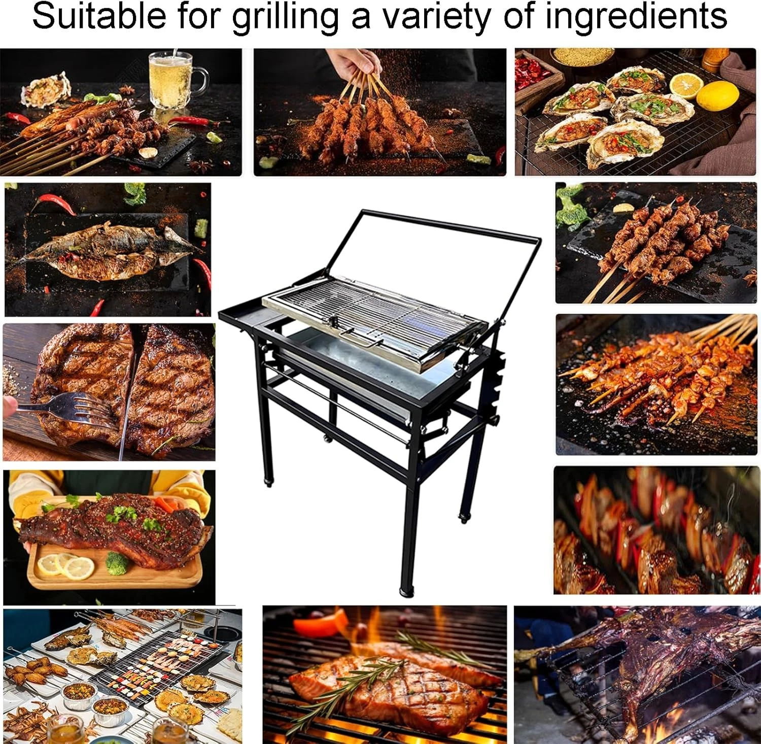 Folding BBQ Grill Cooking Grill w/ Adjustable Tray Outdoor Camping Picnicking
Opens in a new window