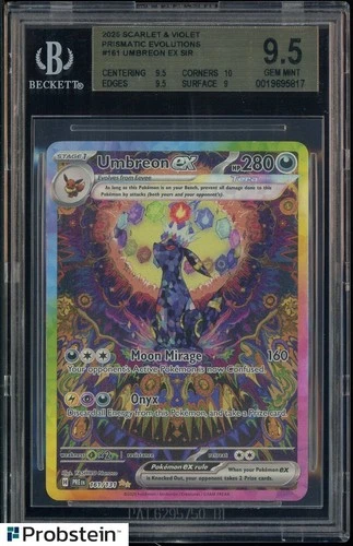 2025 Pokemon Scarlet & Violet Prismatic Evolutions #161 Umbreon Ex BGS 9.5