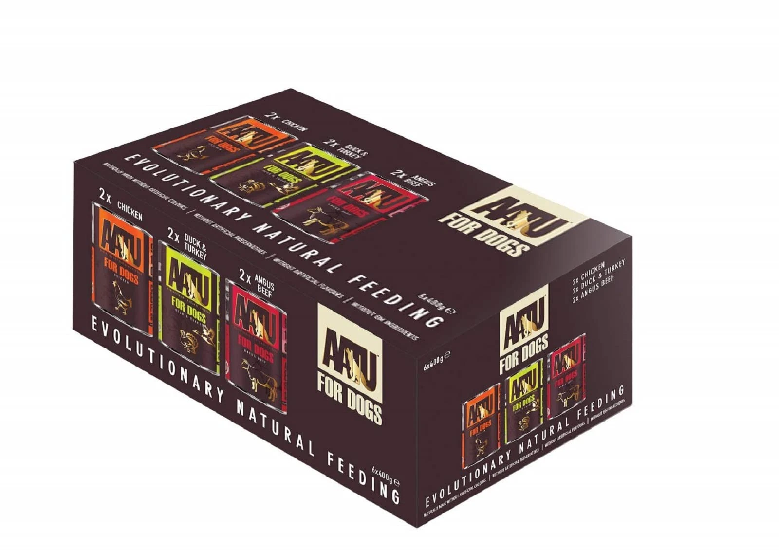 AATU Adult Dog Food Wet Tins - Variety Pack (6x400g) - Grain Free Recipe with No