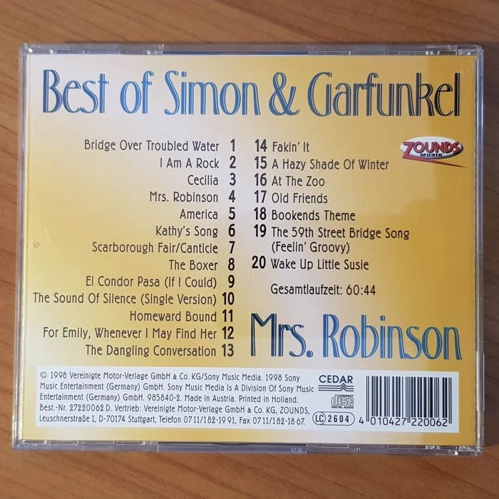 SIMON & GARFUNKEL Best - Mrs. Robinson 24K GOLD CD ZOUNDS EX/EX(CD) - Bild 4 von 4