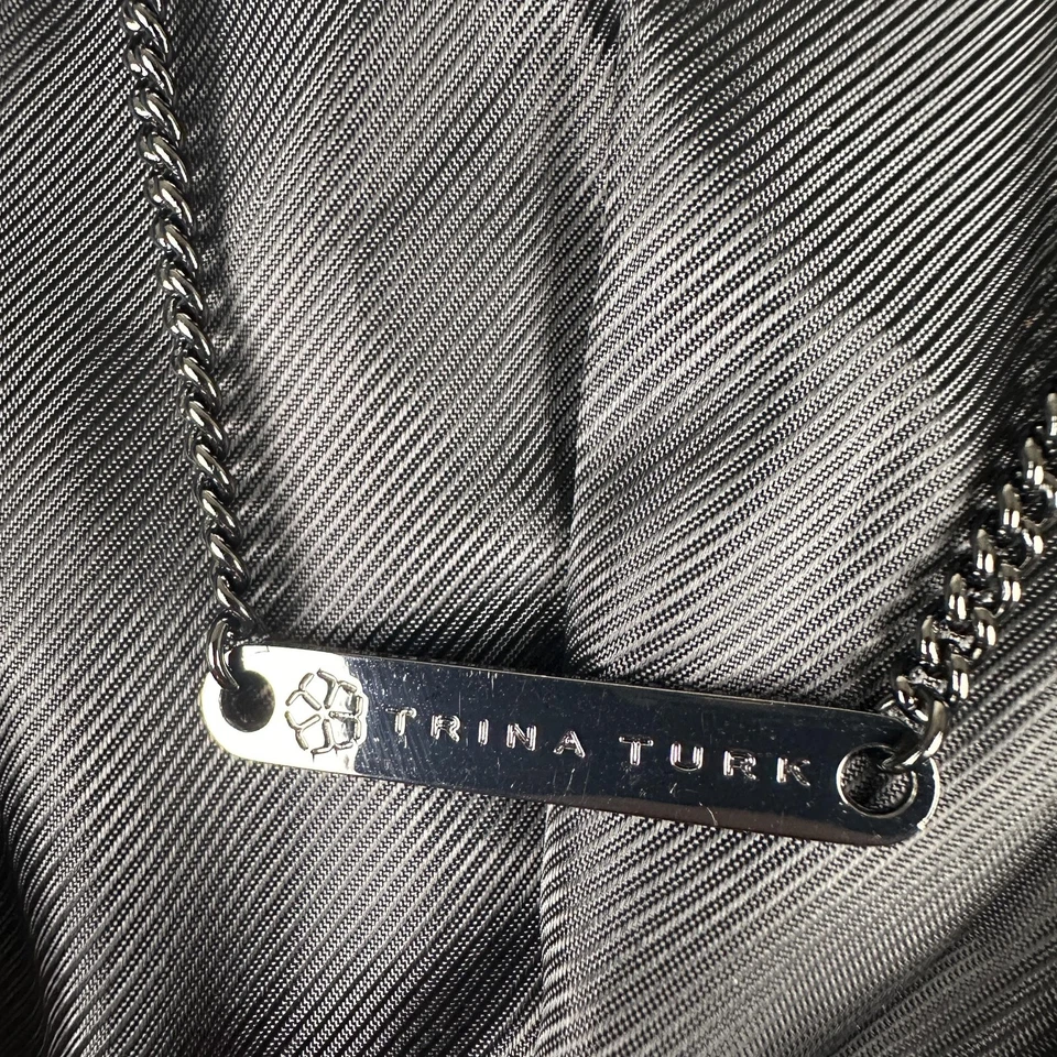 Chaleco de piel sintética Trina Turk para mujer talla 10 marrón negro sin mangas chaqueta Foto 2 de 4