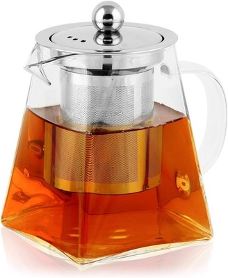 Spring Chef Quadratische Glas Teekanne mit Teeei, Hitzebeständig 350ML 