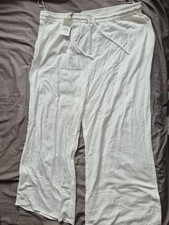 Primark Women's White Wide Leg Trousers Size 2XL 22-24