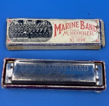 Vintage M. Hohner Marine Band Harmonica Key of C No. 1896 Made in Germany w/ Box