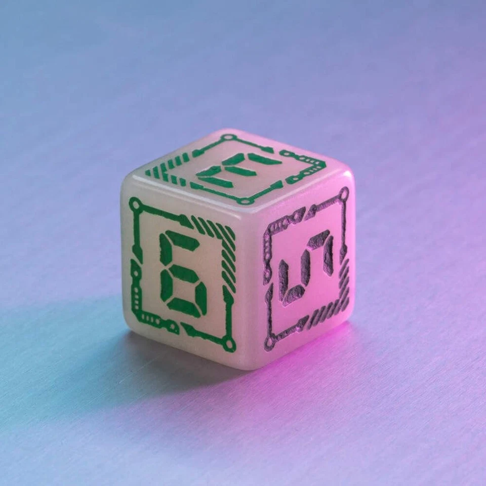 JUEGO DE DADOS DIGITALES BRILLANTES BRILLANDO EN LA OSCURIDAD JUEGOS DE ROL Q-WORKSHOP NUEVO Foto 2 de 4