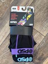 NEW PSD Youth Boys' 2 Pack Solid Color Black Boxer Briefs Size Large 26-27