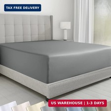 California Design Den 600 Thread Count Cotton Fitted Sheet King, Mist Grey 100