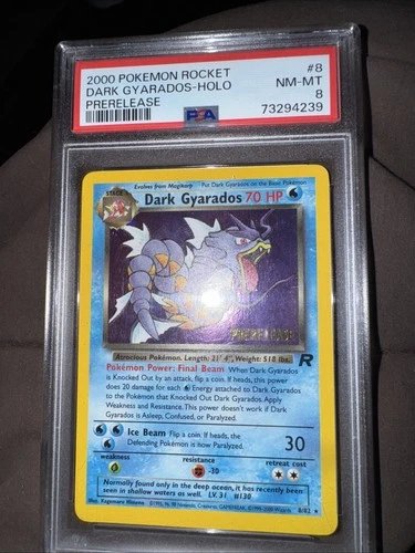 1999 Pokemon Rocket Dark Gyarados Prerelease Holo Rare Card 8/82 Graded PSA 8