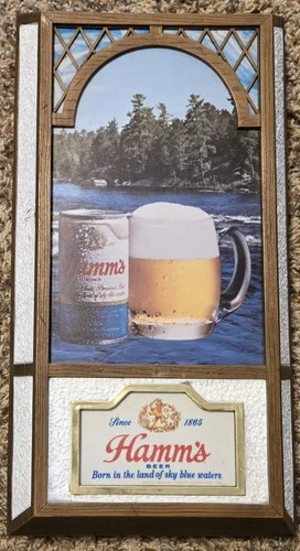 Vintage Hamm’s Beer Lighted Sign Born in the Land Of Sky Blue Waters Can & Mug