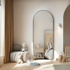 Sweetcrispy DUMOS Arched Full Length Mirror With Stand,64"X21 Floor Mirror-ZengA