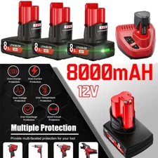 12V For Milwaukee For M12 8.0Ah Lithium battery 48-11-2460 48-11-2440 Charger