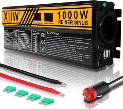 Xiiw 1000w Solar Inverter 12v/230v Reine Sinuswelle, Lcd, Kfz-lader, 2xusb