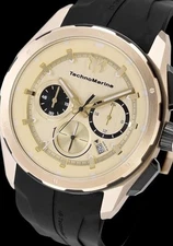 TechnoMarine Ocean Nomad Men's Watch 43MM Case Black/Gold Tone Chronograph
