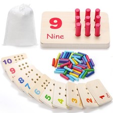 Wooden Counting Peg Board, Kindergarten Math Manipulatives Number Counting To...