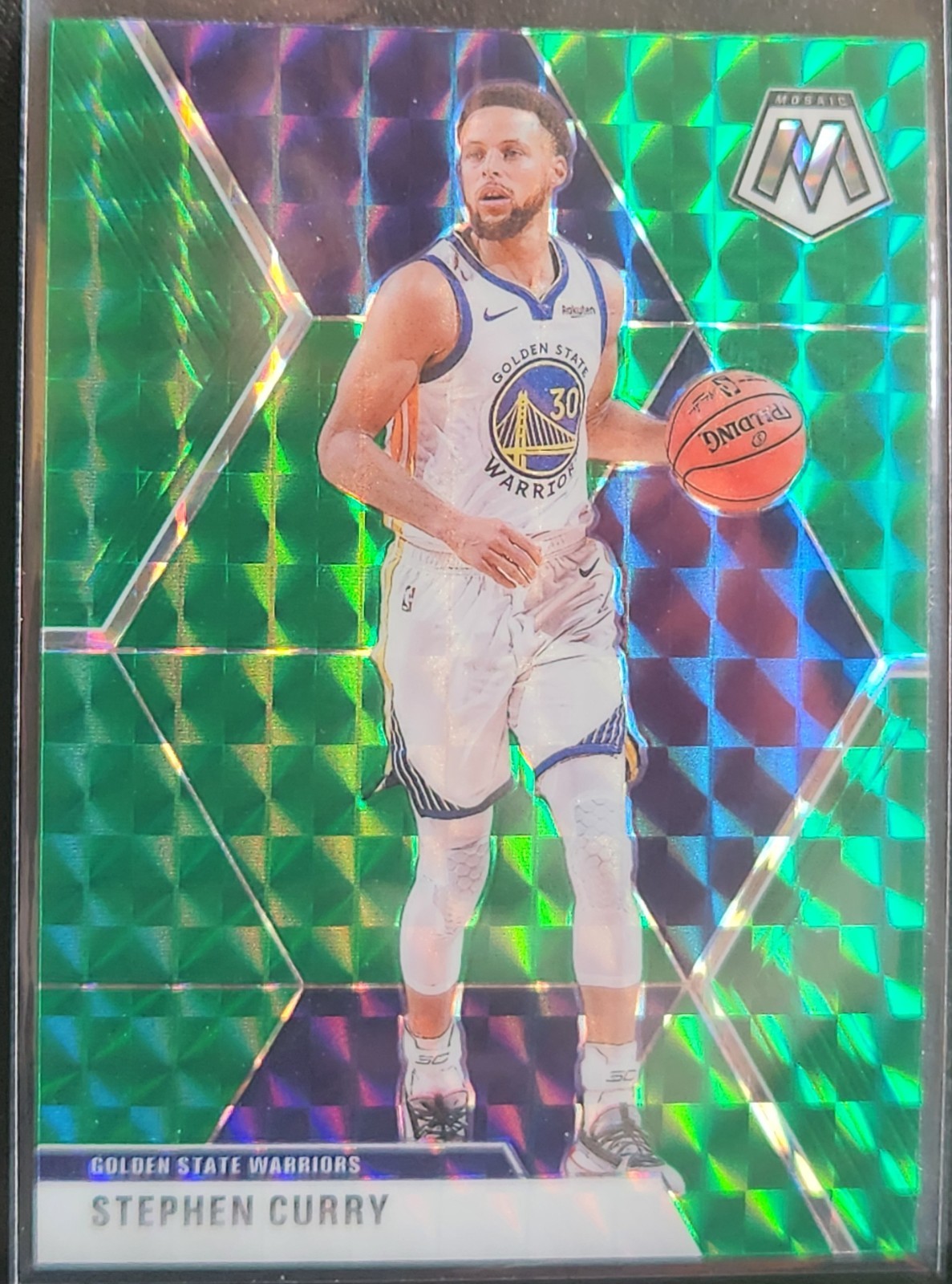 2019-20 Panini Mosaic Basketball Green Mosaic Prizm #70 Stephen Curry Warriors