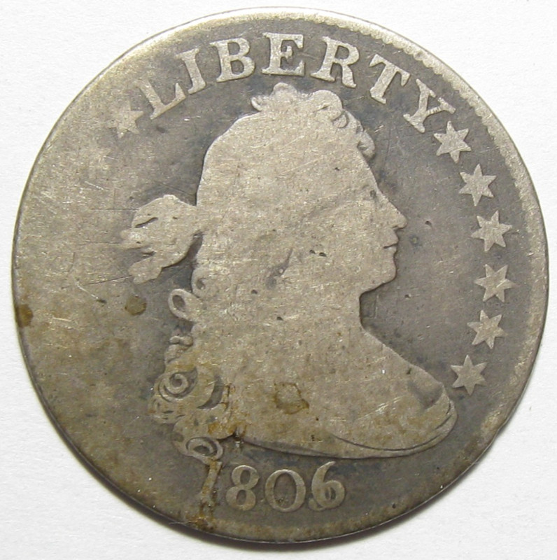 1806/5 Overdate Draped Bust Quarter - #11432