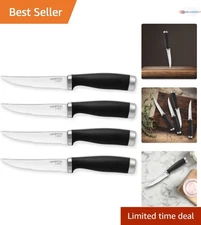 4P Stainless Steel Steak Knife Set Soft-Grip Handles Serrated Blades