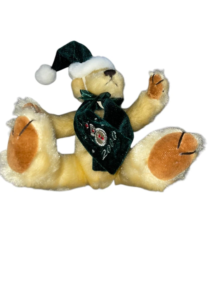 Unipak 2000  Plush Teddy Bear Snowman Stuffed  - Brown w Green Scart & Hat - 5" - Image 4 of 4