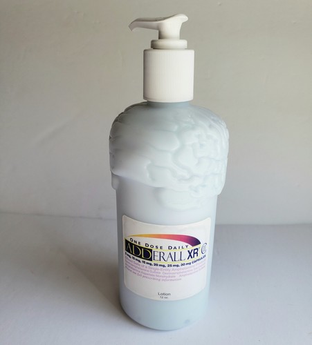DRUG REP Adderall XR Bottle of Lotion Brain Shape Advertising 12oz Full Promo