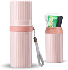 Toothbrush Travel Case, Pink Travel Toothbrush Cup Holder for Toothbrush and Too