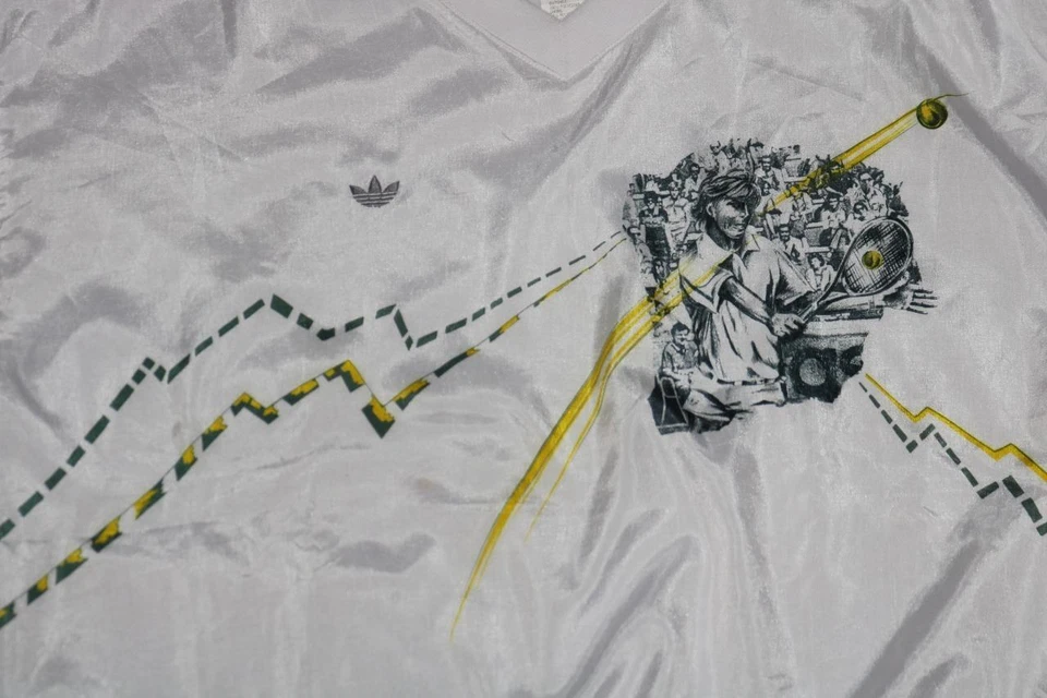 CHAQUETA DE TENIS VINTAGE AÑOS 80 ADIDAS TRÉBOL STEFAN EDBERG PARA HOMBRE SUÉTER SATINADO L NUEVA Foto 3 de 4