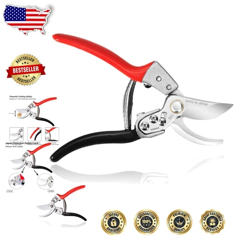 Japanese SK5 Stainless Steel 8 Inch Gardening Scissors with Safety Lock Feature