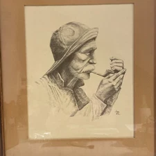 Fisherman with Pipe,Nautical Print by Joni Eareckson,Framed,Matted, Under Glass