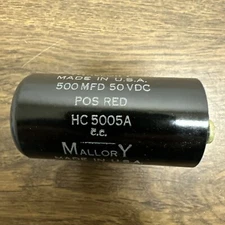 Mallory,HC-5005A,Capacitor 500MFD 50VDC