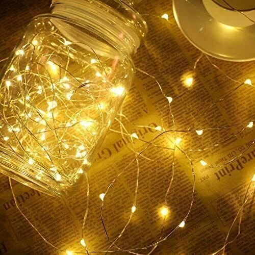 Small Micro 20-100 LED Battery Fairy Lights String Copper Sliver Wire Xmas Party - Image 3 of 4