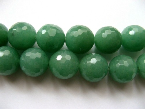 Lotto N°2 Fili Avventurina Verde Sfaccettata Naturale 14mm. ,Lungo cm.40 . - Foto 2 di 3