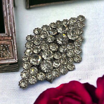 Antique Art Deco 1930s Sparkling Clear Rhinestone Triangle Belt Buckle Art Deco Clear Vintage Belt Buckles for sale | eBay main image 4