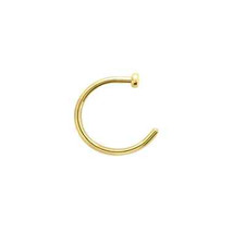 14K Solid Yellow Gold 20G Nose Hoop Rings Piercing Hoop Nose Jewelry Length 8mm