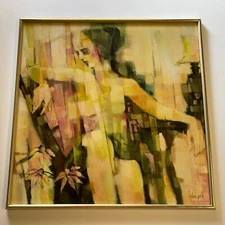 Large Abstract Painting Cubism Portrait Woman Model Expressionism Vintage Female