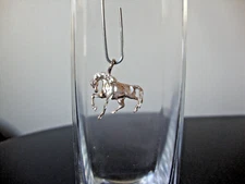 VINTAGE 1980s 3D STALLION W/ DIAMOND CUTS STERLING SILVER 925 SLIDE PENDANT