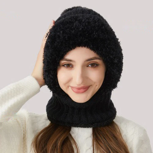 Winter Knit Hat with Fleece Lining and Ear Flaps 3-in-1 Beanie Scarf Mask Set - Picture 9 of 25