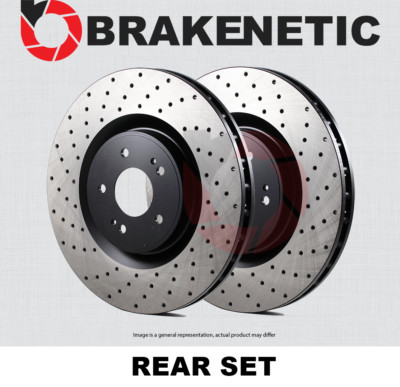 REAR SET BRAKENETIC Premium Cross Drilled Brake Disc Rotors BNP50018.CD