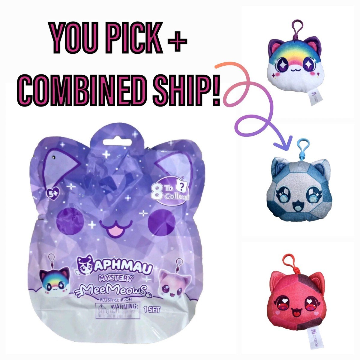 Aphmau MeeMeows Mystery Clip-On Plush Toys - Case Of 18, Collectible Celestial Cat Charms, Official Merch - View #2