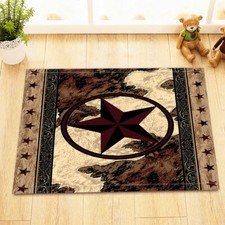 Retro Texas Star Western America Floor Rug Non-skid Door Bath Mat Decor Carpet